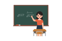 A teacher explaining math equations on a chalkboard in a fla Product Image 1