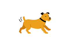 Happy golden dog playfully trotting in a minimal vector illu Product Image 1