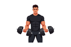 Strong man lifting heavy dumbbells in a minimal style vector Product Image 1