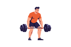 Strong man lifting weights in a dynamic pose, flat design ve Product Image 1