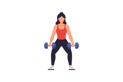 Strong woman lifting dumbbells in a minimalistic fitness env Product Image 1