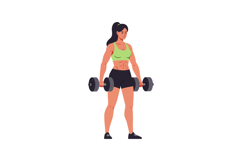 Strong woman lifting dumbbells in a vibrant flat design vect Product Image 1