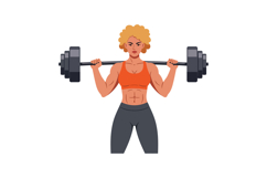 Strong woman lifting weights in a vibrant gym setting with f Product Image 1
