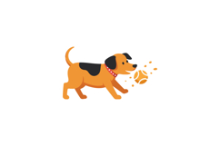 Playful dog with a tennis ball in flat vector art style capt Product Image 1