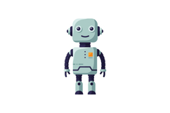 Friendly cartoon robot character with a smiling face in a fl Product Image 1