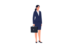 Businesswoman in a tailored suit holding a briefcase in a fl Product Image 1