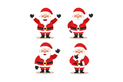 Cheerful Santa Claus in four playful poses with flat design Product Image 1
