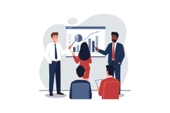 Business presentation with professionals discussing growth m Product Image 1
