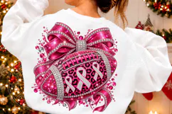 Rhinestone Breast Cancer Awareness Football Glam Pink Ribbon Product Image 3