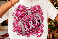 Rhinestone Breast Cancer Awareness Football Glam Pink Ribbon Product Image 1