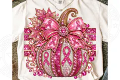 Rhinestone Breast Cancer Awareness Pink Pumpkin PNG Product Image 1