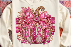 Rhinestone Breast Cancer Awareness Pink Pumpkin PNG Product Image 4