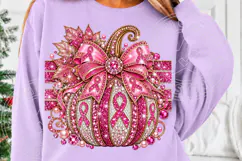 Rhinestone Breast Cancer Awareness Pink Pumpkin PNG Product Image 5
