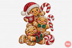 Rhinestone Christmas Gingerbread Family PNG Product Image 1