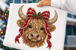 Christmas Highland Cow PNG | Rhinestone Glam Sublimation Product Image 4