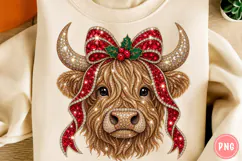 Christmas Highland Cow PNG | Rhinestone Glam Sublimation Product Image 5