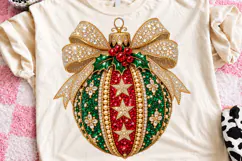 Rhinestone Christmas Ornament Jeweled Gold Bow Glam Holiday Product Image 1