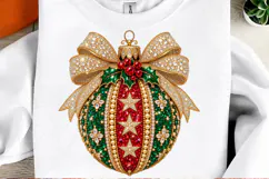 Rhinestone Christmas Ornament Jeweled Gold Bow Glam Holiday Product Image 2