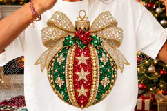 Rhinestone Christmas Ornament Jeweled Gold Bow Glam Holiday Product Image 3