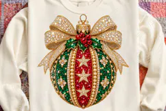 Rhinestone Christmas Ornament Jeweled Gold Bow Glam Holiday Product Image 4