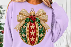 Rhinestone Christmas Ornament Jeweled Gold Bow Glam Holiday Product Image 5