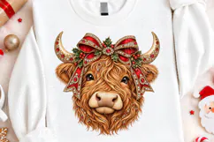 Rhinestone Highland Cow Christmas Glam Holiday Bow Design Product Image 4