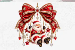 Rhinestone Merry Christmas Santa PNG Product Image 5