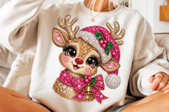 Pink Rhinestone Christmas Reindeer PNG | Coquette Bow Png Product Image 3