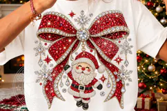 Rhinestone Santa Christmas Bow Glam Bling Holiday Design Product Image 3