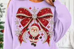 Rhinestone Santa Christmas Bow Glam Bling Holiday Design Product Image 5