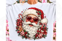 Rhinestone Santa Heart Glasses PNG | Glam Christmas Bling Su Product Image 1