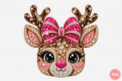 Pink Rhinestone Reindeer Christmas PNG Product Image 1