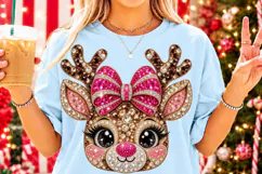 Pink Rhinestone Reindeer Christmas PNG Product Image 2