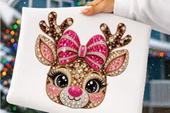 Pink Rhinestone Reindeer Christmas PNG Product Image 4
