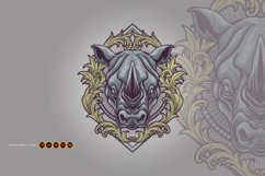 Rhino Head Mascot Vintage Badges Frame Illustrations Product Image 1