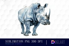 Rhinoceros Watercolor Clipart PNG Product Image 1