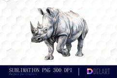Rhinoceros Watercolor Sublimation Art Product Image 1