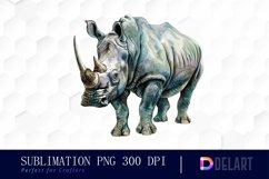 Rhinoceros Watercolor Sublimation Art Product Image 1