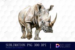 Rhinoceros Watercolor Clipart PNG Product Image 1