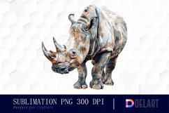 Rhinoceros Watercolor Clipart PNG Product Image 1