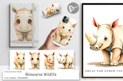Digital Paper Rhinoceros Wildlife Product Image 1