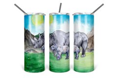 Mother &amp; Baby Rhinoceros Tumbler Design Product Image 1