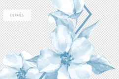 Rhombus Blue Watercolor Floral Frame PNG Product Image 2