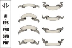 Ribbons vintage hand drawn banner vector illustration Product Image 1