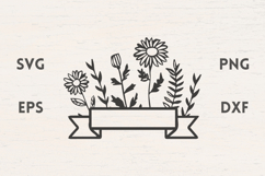 Banner with flowers and branches SVG Product Image 1