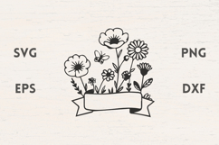 Ribbon with Flowers and butterfly SVG Product Image 1