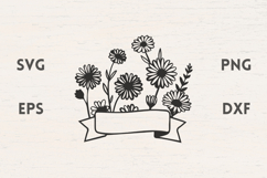 Ribbon with Daisies SVG Product Image 1