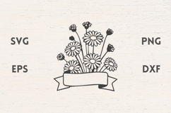 Ribbon with Daisy bouquet SVG Product Image 1