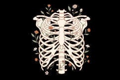 Skeleton Ribcage Wildflowers Vintage PNG Design Clipart Product Image 1