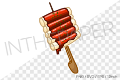 Spicy fried rice cake skewer PNG SVG korean food snack art Product Image 1